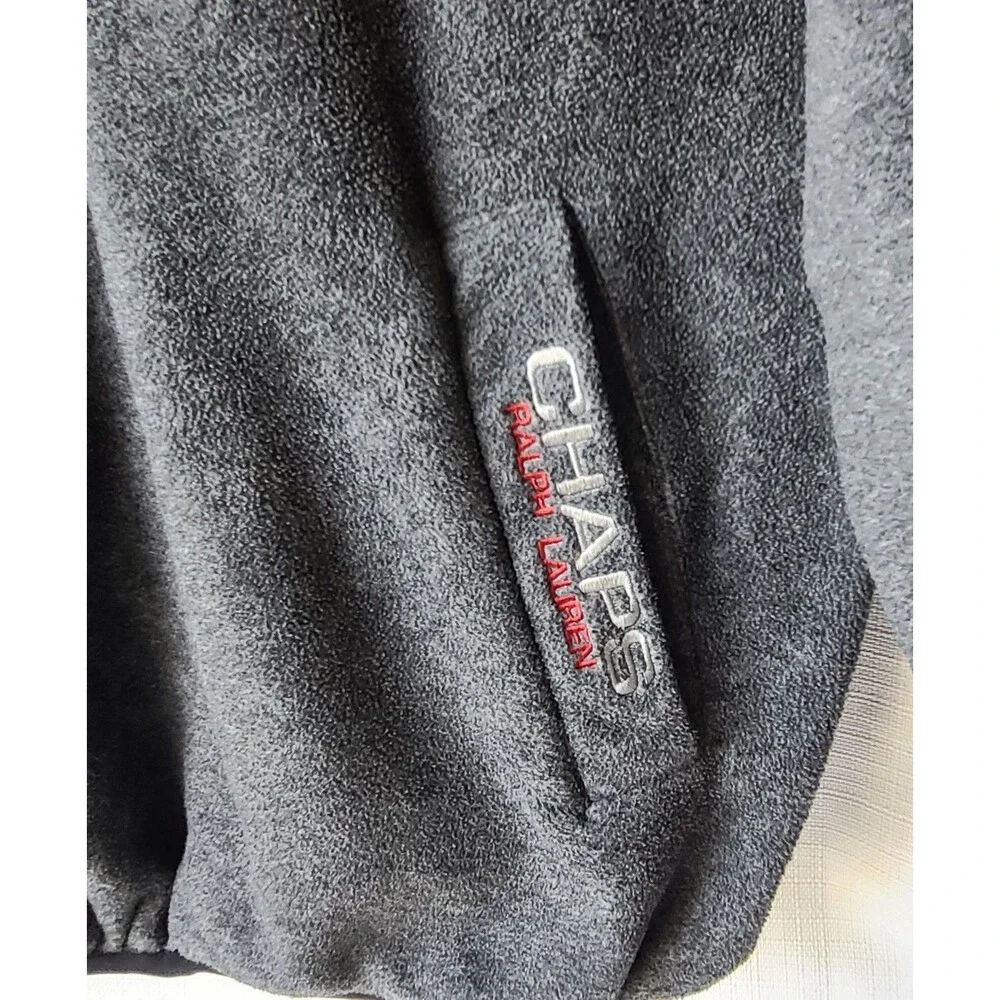 Vintage Chaps Ralph Lauren Fleece Pullover Mens Large Gray Snap Neck